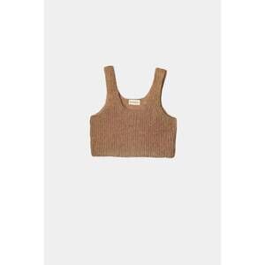 NEW ATELIER DELPHINE women's suri alpaca super crop sweater tank top in tan